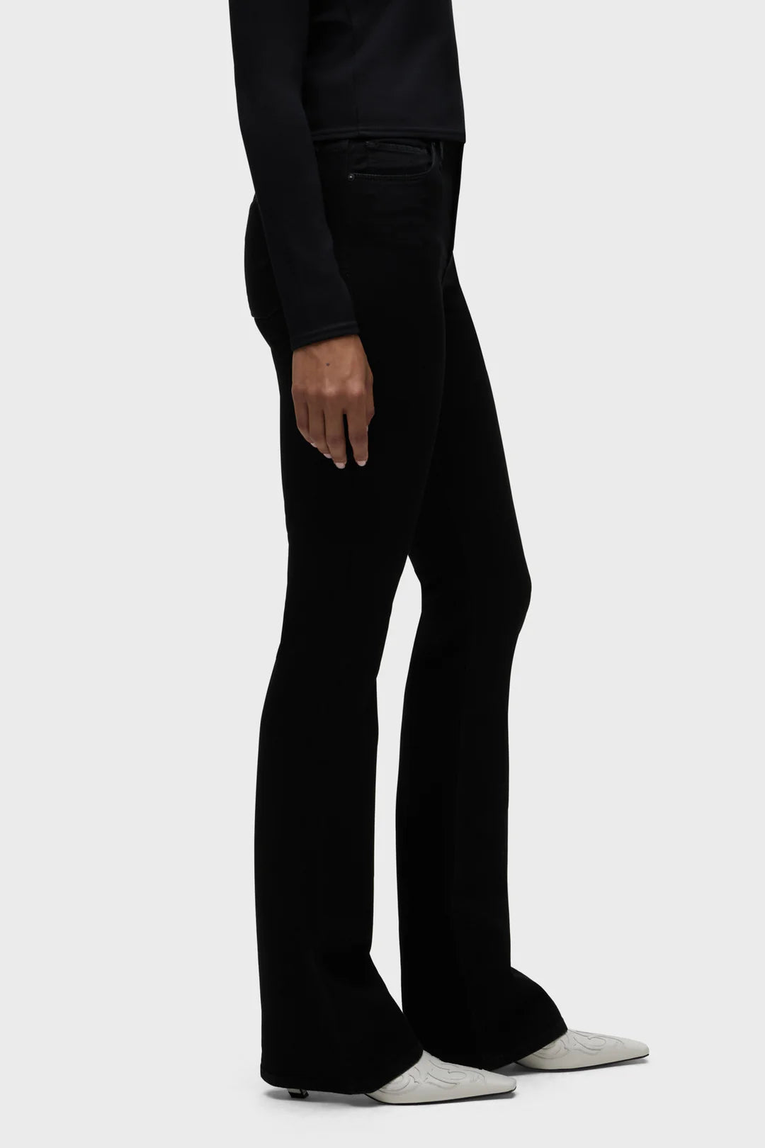 BARBARA HIGH WAIST BOOTCUT IN BLACK SIDE VIEW