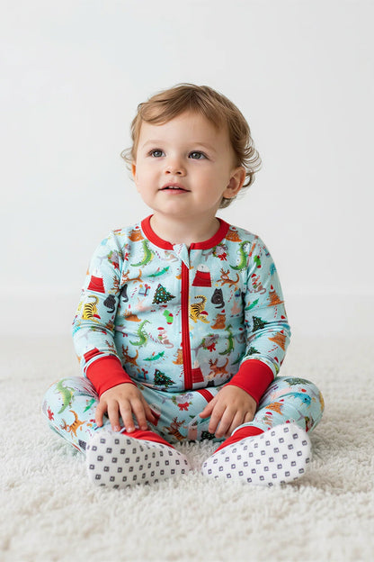 CHRISTMAS CONVERTIBLE COVERALL IN CRACKLING FRONT VIEW