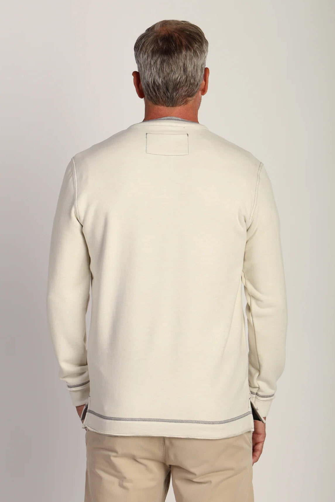 LUX CLOUD DOUBLE SIDED LONG SLEEVE HENLEY IN NATURAL BACK VIEW