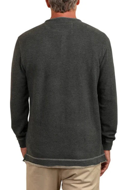LUX CLOUD DOUBLE SIDED LONG SLEEVE HENLEY IN NAVY BACK VIEW