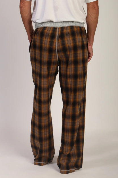 SUMMIT CHECKS FLANNEL PANT IN BROWN AND DARK BROWN BACK VIEW