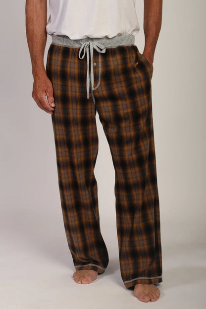 SUMMIT CHECKS FLANNEL PANT IN BROWN AND DARK BROWN FRONT VIEW