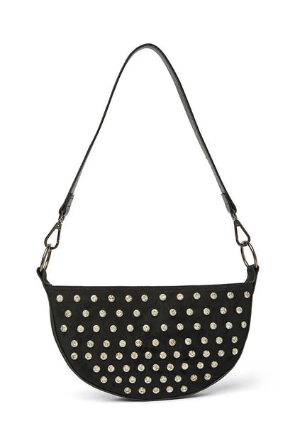 SUPERSTAR w/ STUDS IN BLACK LUXE SUEDE FRONT VIEW