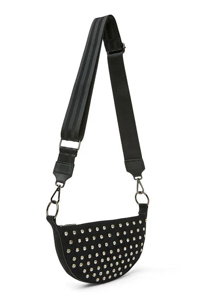 SUPERSTAR w/ STUDS IN BLACK LUXE SUEDE SIDE VIEW