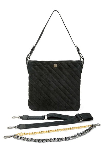 VIP SUEDE BAG IN BLACK FRONT VIEW