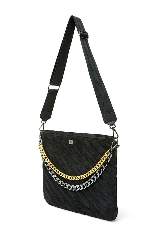 VIP SUEDE BAG IN BLACK FRONT VIEW