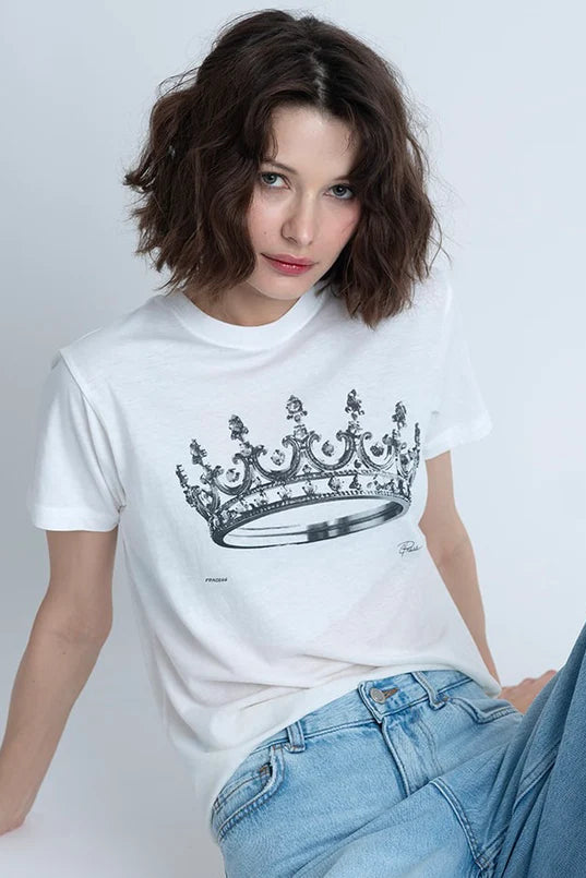 PRINCESS MUSHIE TEE IN WORN WHITE FRONT VIEW