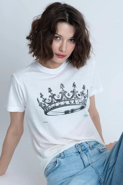 PRINCESS MUSHIE TEE IN WORN WHITE FRONT VIEW