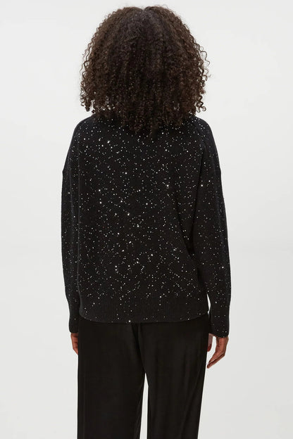 FRANCIS V-NECK SWEATER IN BLACK BACK VIEW