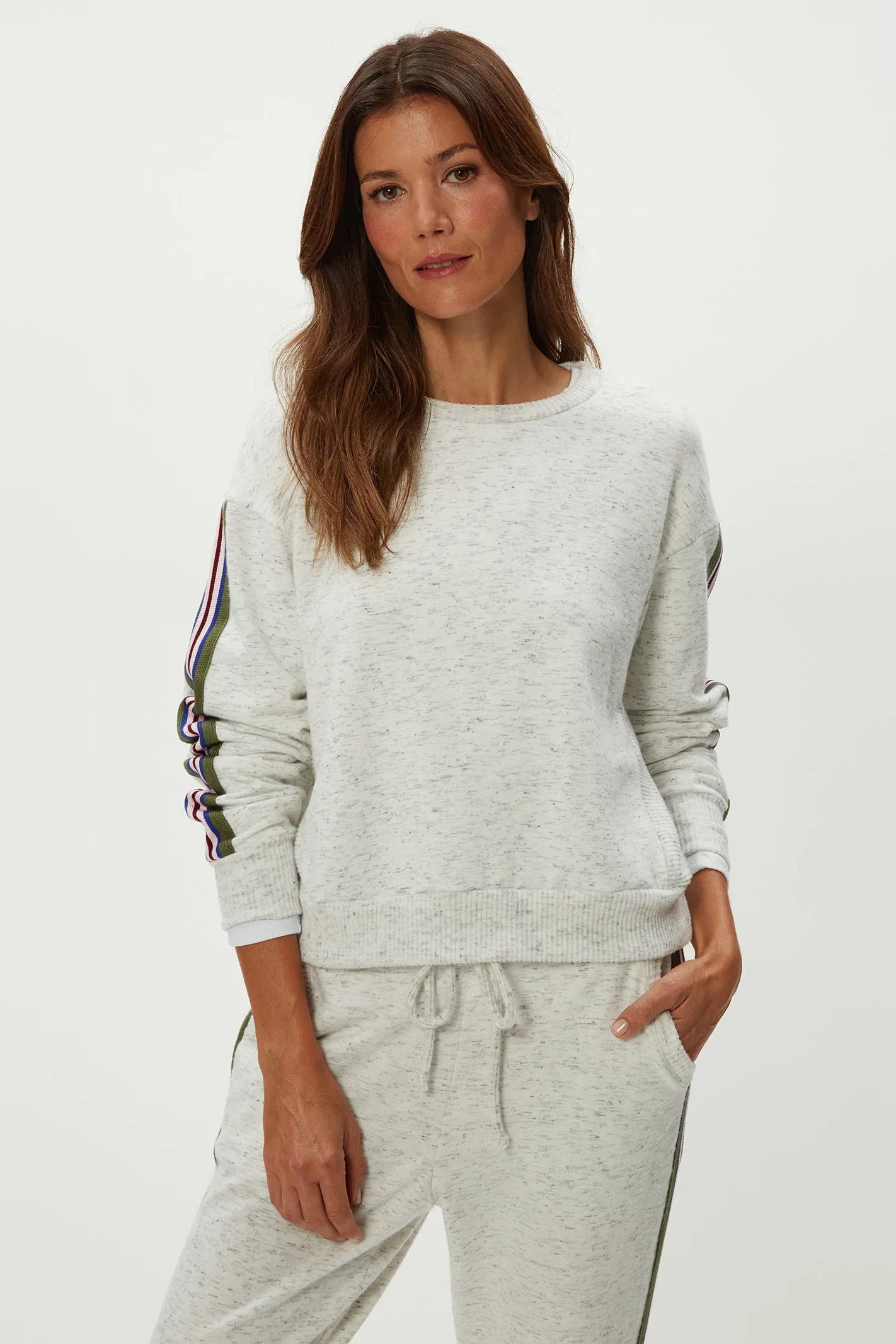 CARRIE CREW NECK SWEATSHIRT IN CHALK FRONT VIEW