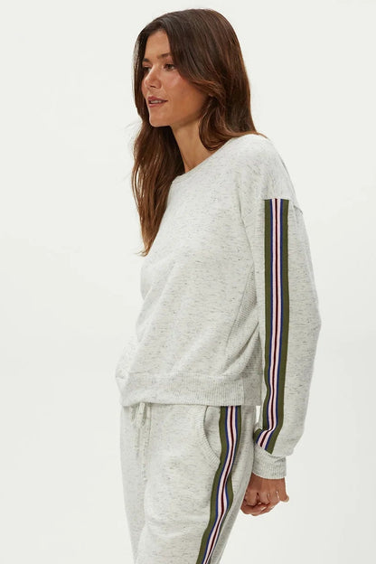 CARRIE CREW NECK SWEATSHIRT IN CHALK SIDE VIEW