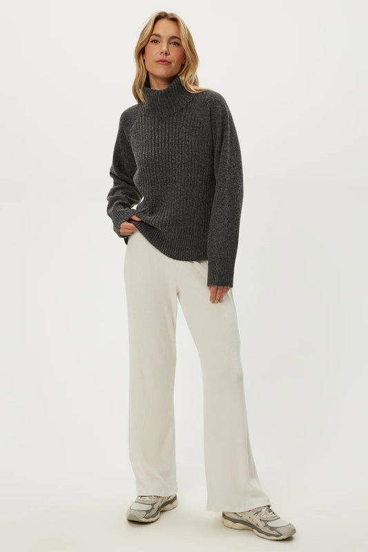 STORM T-NECK PULLOVER IN CHARCOAL FRONT VIEW