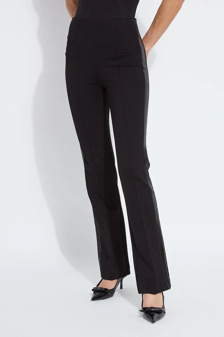 ELYSSE SEQUIN EMBELLISHED PANT IN BLACK FRONT VIEW