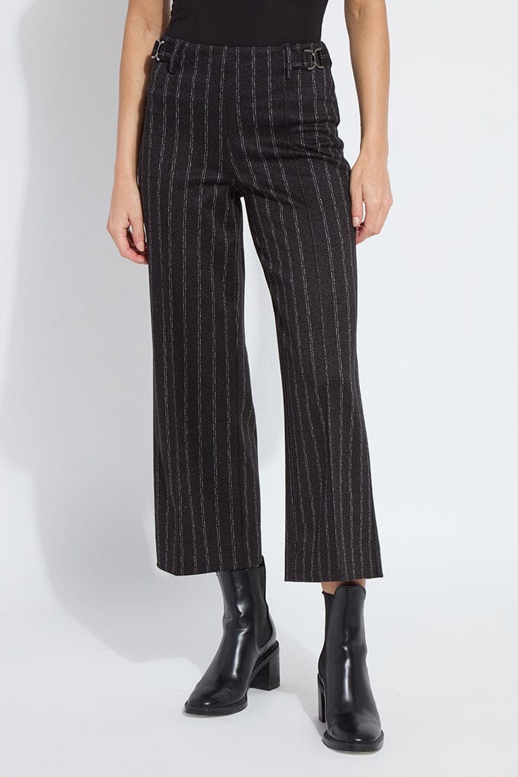 ISABEL WIDE LEG PONTE PANT IN CHARCOAL LANE FRONT VIEW