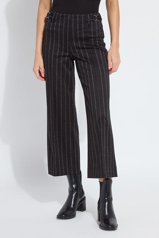 ISABEL WIDE LEG PONTE PANT IN CHARCOAL LANE FRONT VIEW