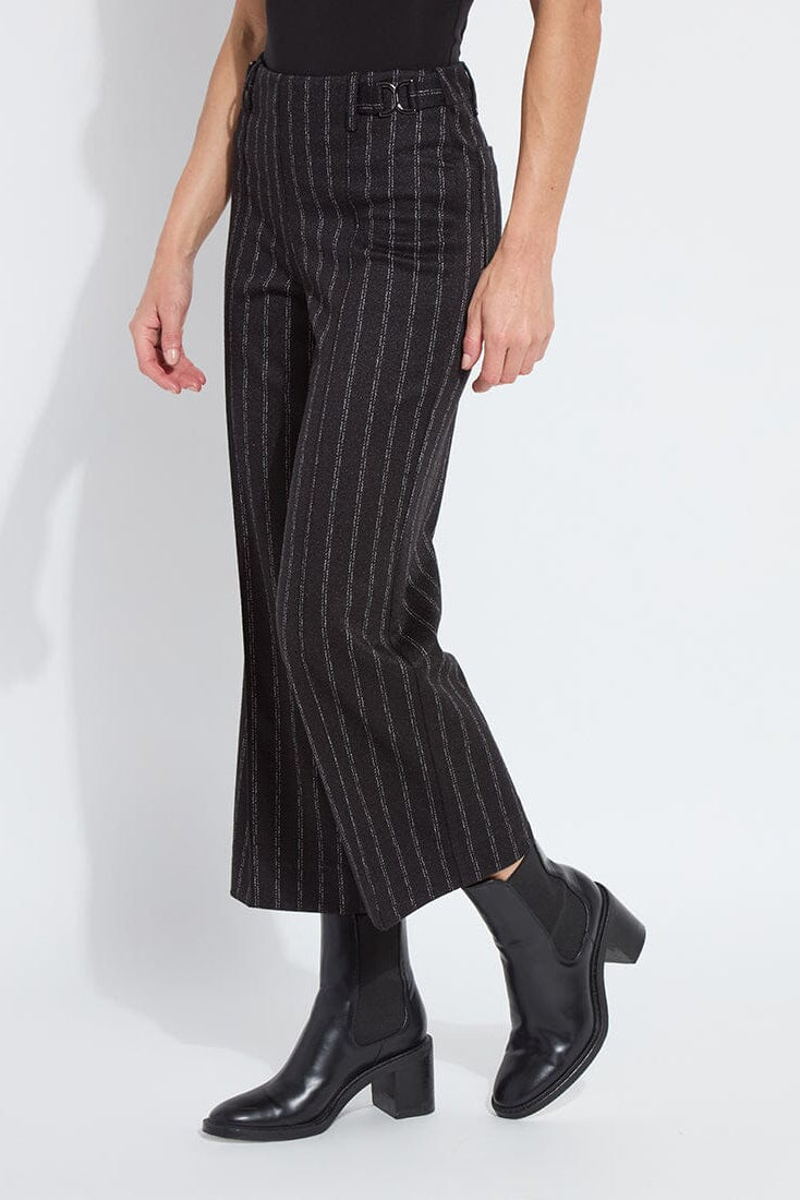 ISABEL WIDE LEG PONTE PANT IN CHARCOAL LANE SIDE VIEW