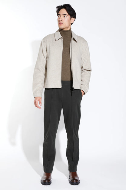 RENOIR CROPPED MAILMAN JACKET IN LIGHT TAUPE FRONT VIEW