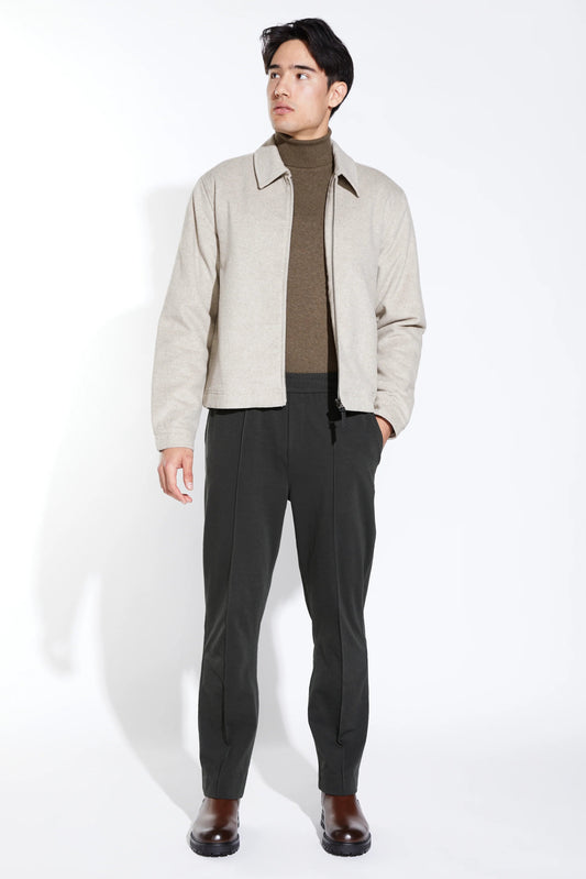 RENOIR CROPPED MAILMAN JACKET IN LIGHT TAUPE FRONT VIEW