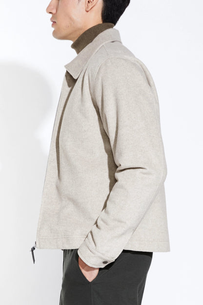 RENOIR CROPPED MAILMAN JACKET IN LIGHT TAUPE SIDE VIEW