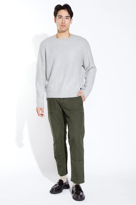 CURTIS OVERSIZED PLUSH CREW SWEATER IN GRAY FRONT VIEW