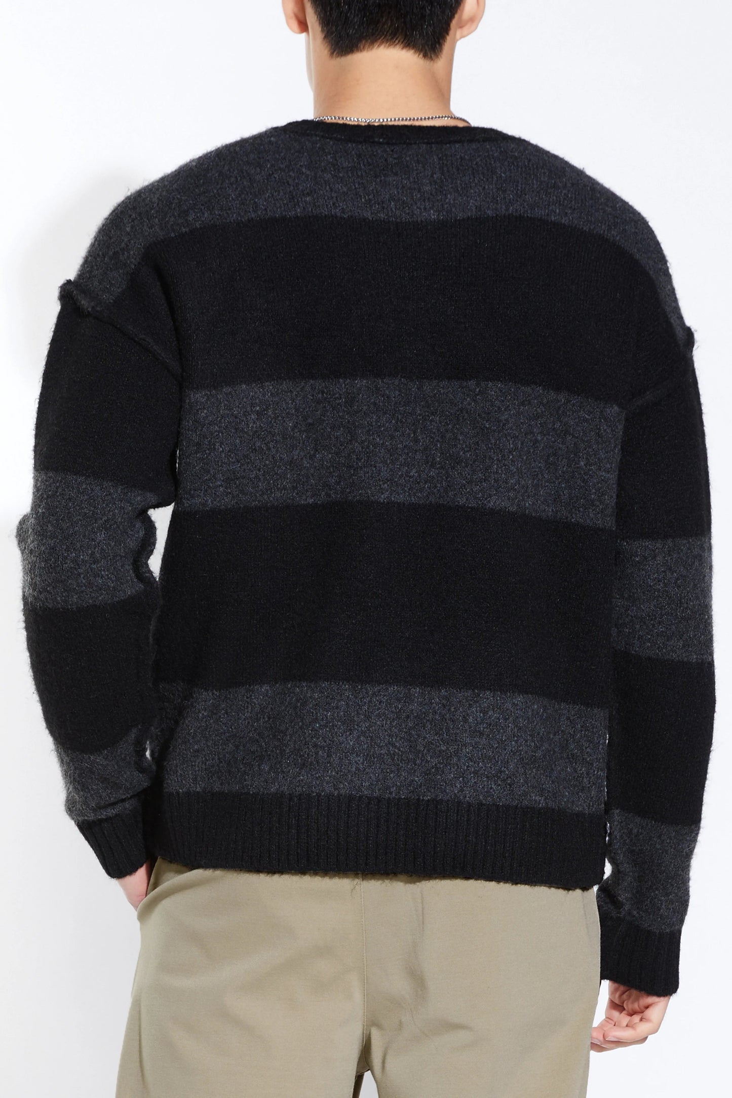ROTHKO OVERSIZED PLUSH CREW SWEATER IN BLACK BACK VIEW