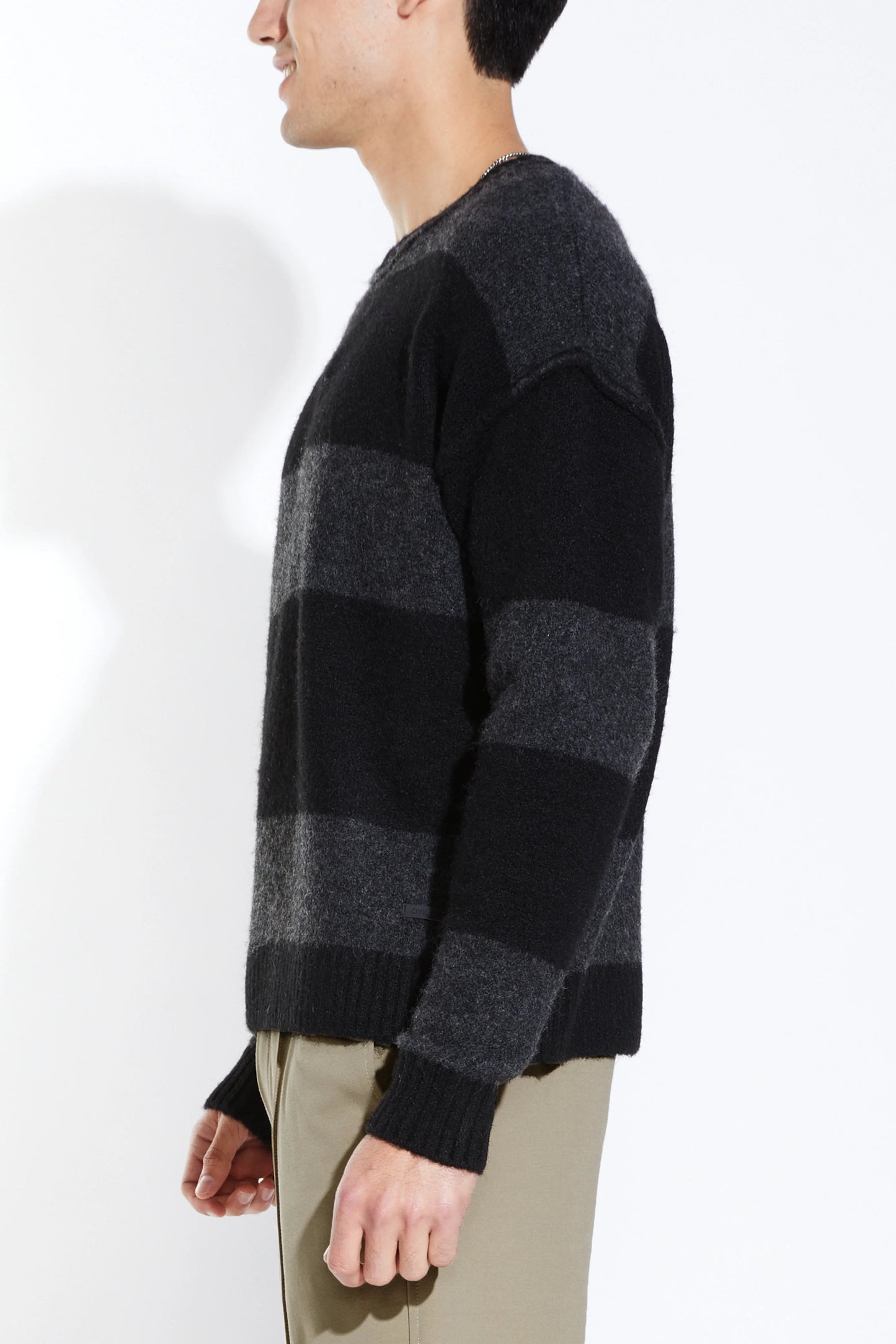ROTHKO OVERSIZED PLUSH CREW SWEATER IN BLACK SIDE VIEW