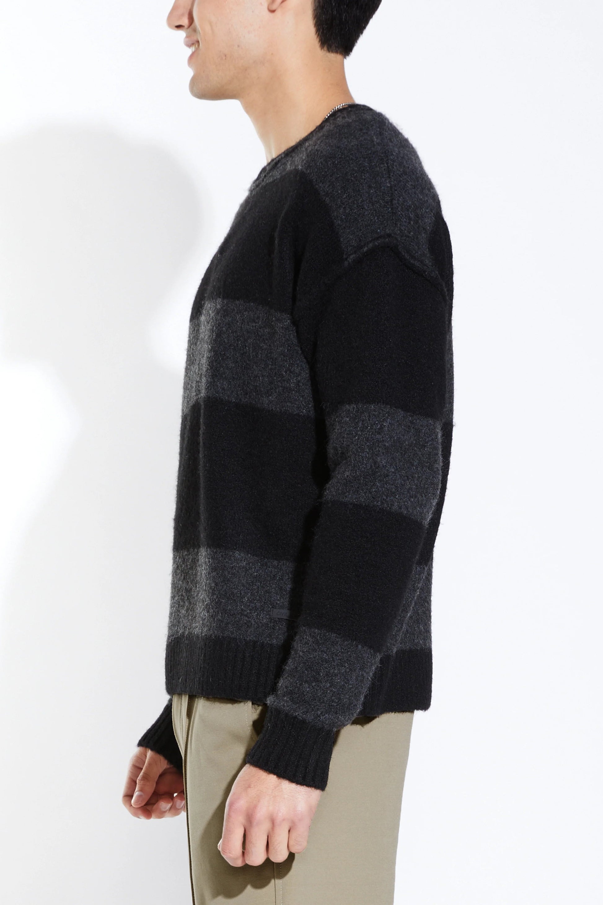 ROTHKO OVERSIZED PLUSH CREW SWEATER IN BLACK SIDE VIEW