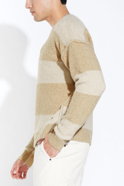 ROTHKO OVERSIZED PLUSH CREW SWEATER IN KHAKI SIDE VIEW