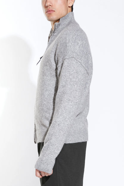CALLAHAN OVERSIZED ZIP SWEATER JACKET IN HEATHER GREY SIDE VIEW