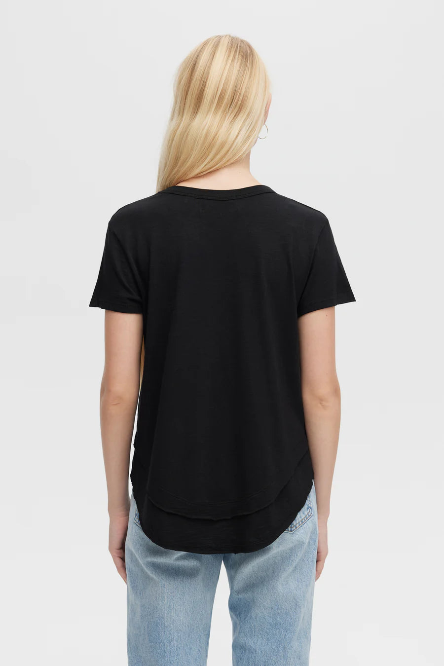 Ava mock layer tshirt in black back view