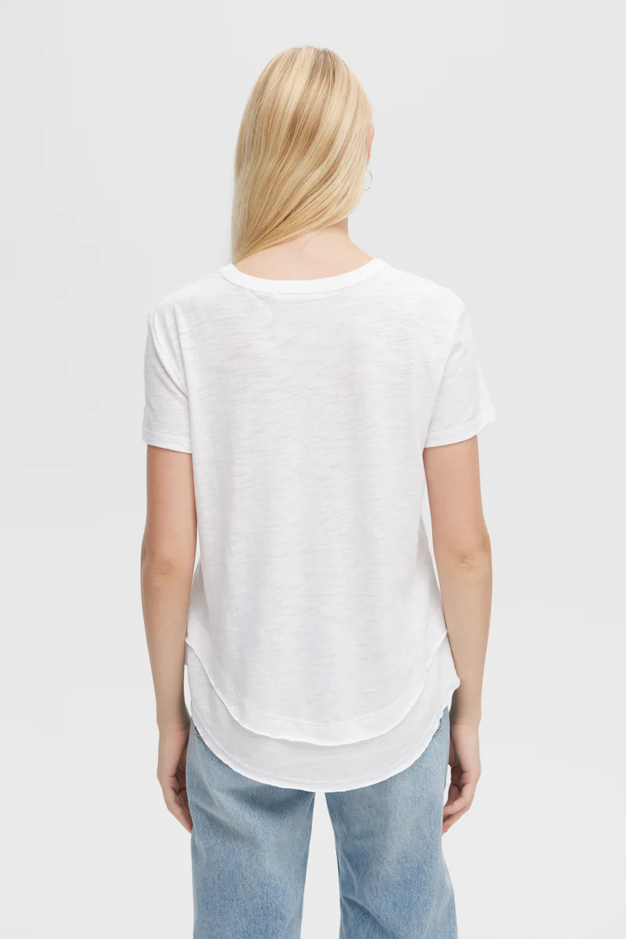 Ava mock layer tshirt in white back view