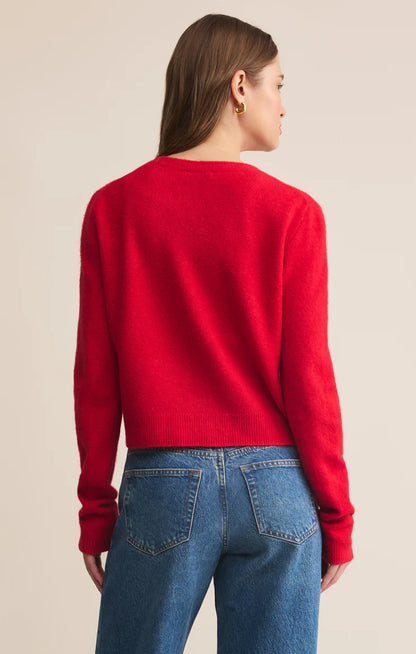 MEDINA CARDIGAN IN FESTIVE RED BACK VIEW