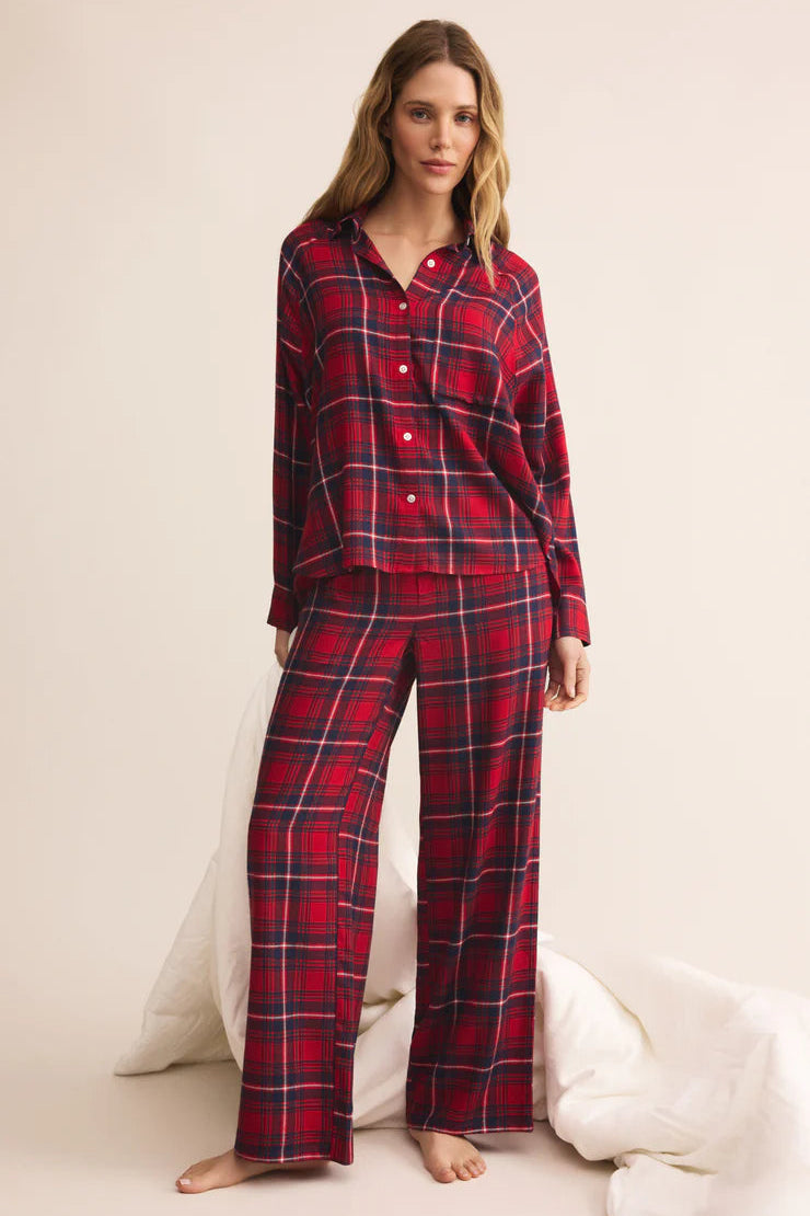 HANGOUT PLAID PANT IN HAUTE RED FRONT VIEW
