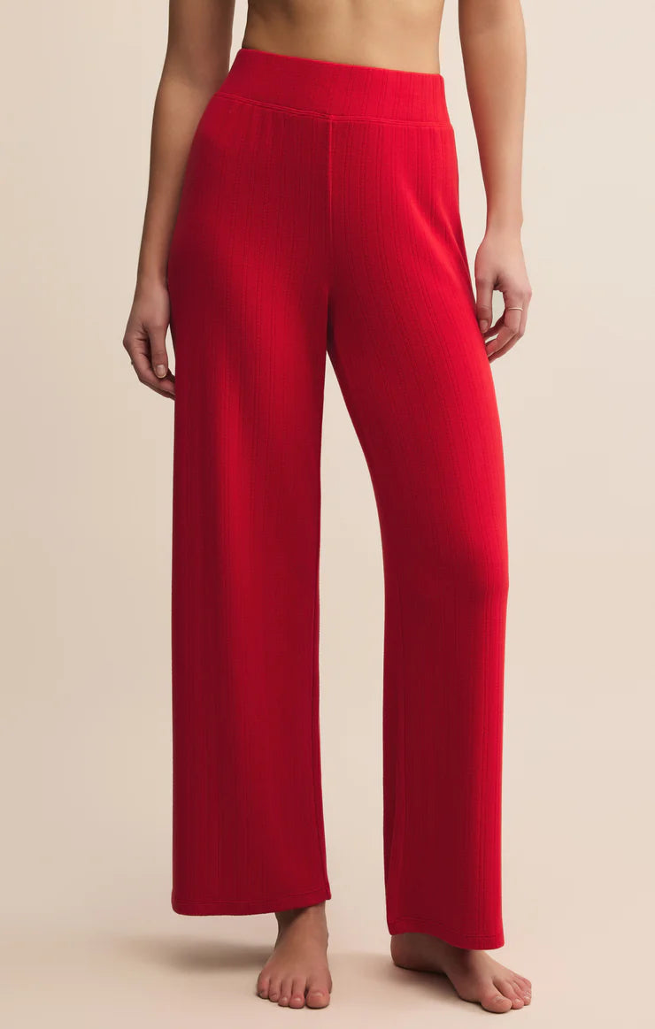 LUXE POINTELLE PANT IN FESTIVE RED FRONT VIEW