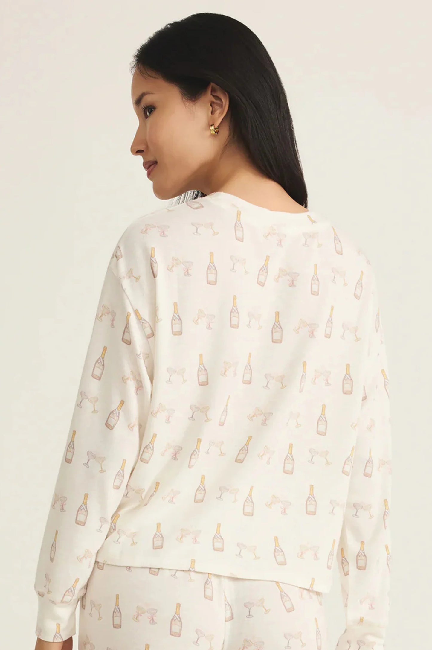 CHAMPS LONG SLEEVE TOP IN VANILLA ICE BACK VIEW