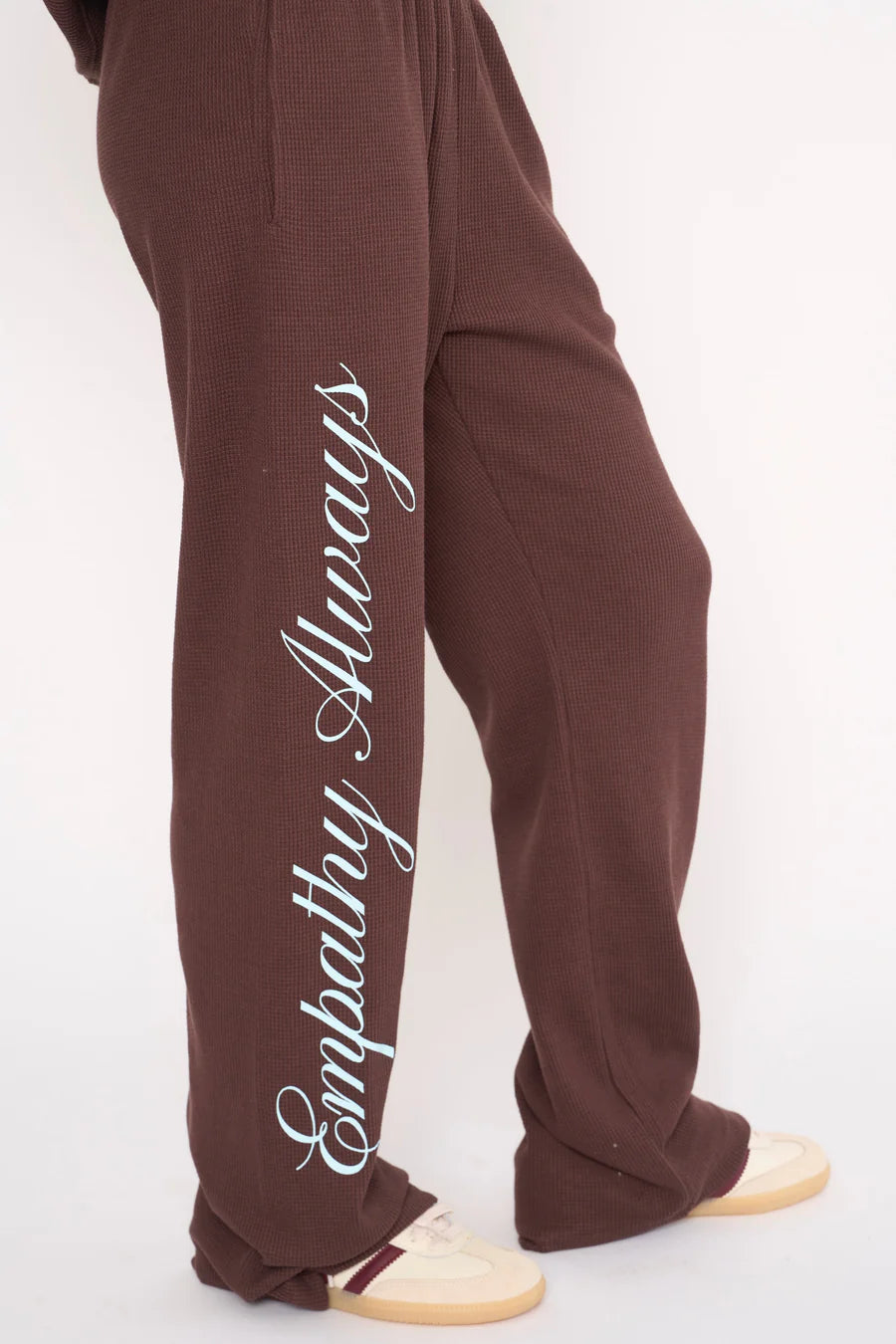 EMPATHY ALWAYS SWEATPANT IN BROWN WAFFLE SIDE VIEW