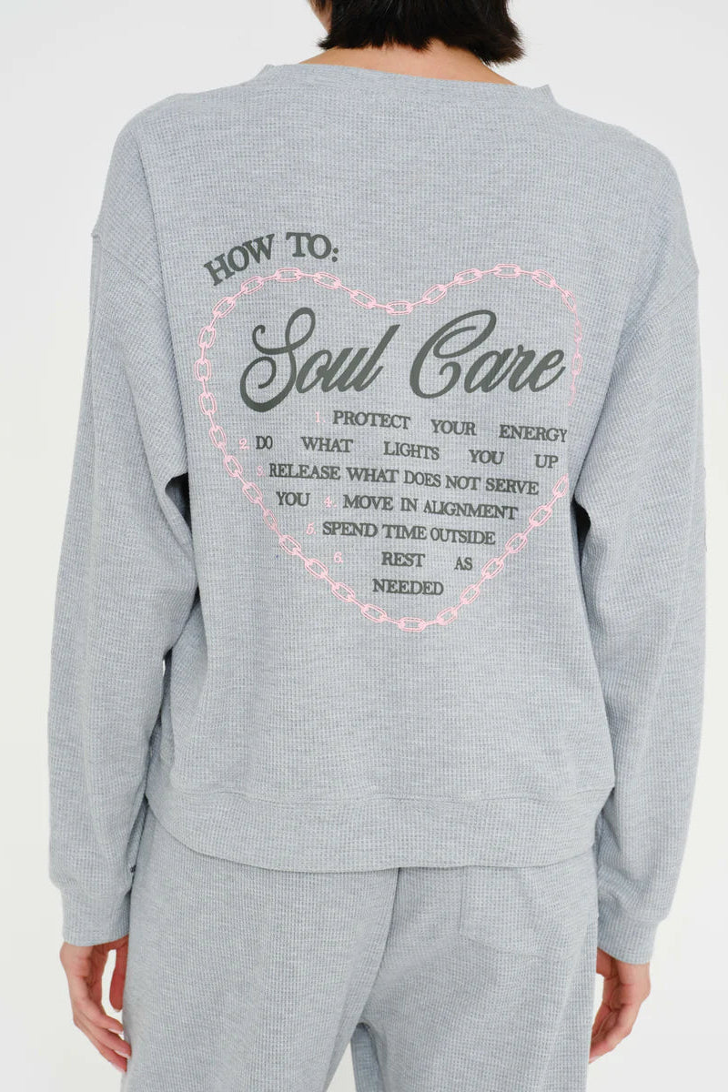 SOUL CARE CREWNECK IN RELAXED WAFFLE BACK VIEW