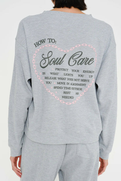 SOUL CARE CREWNECK IN RELAXED WAFFLE BACK VIEW