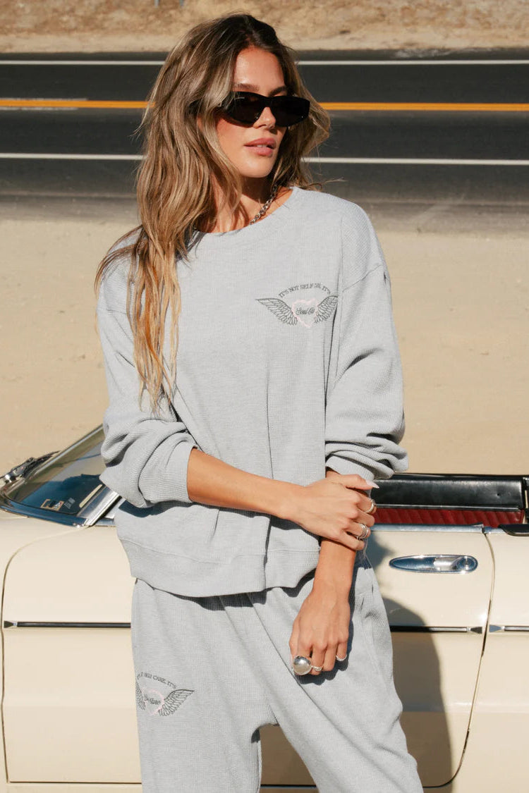 SOUL CARE CREWNECK IN RELAXED WAFFLE FRONT VIEW