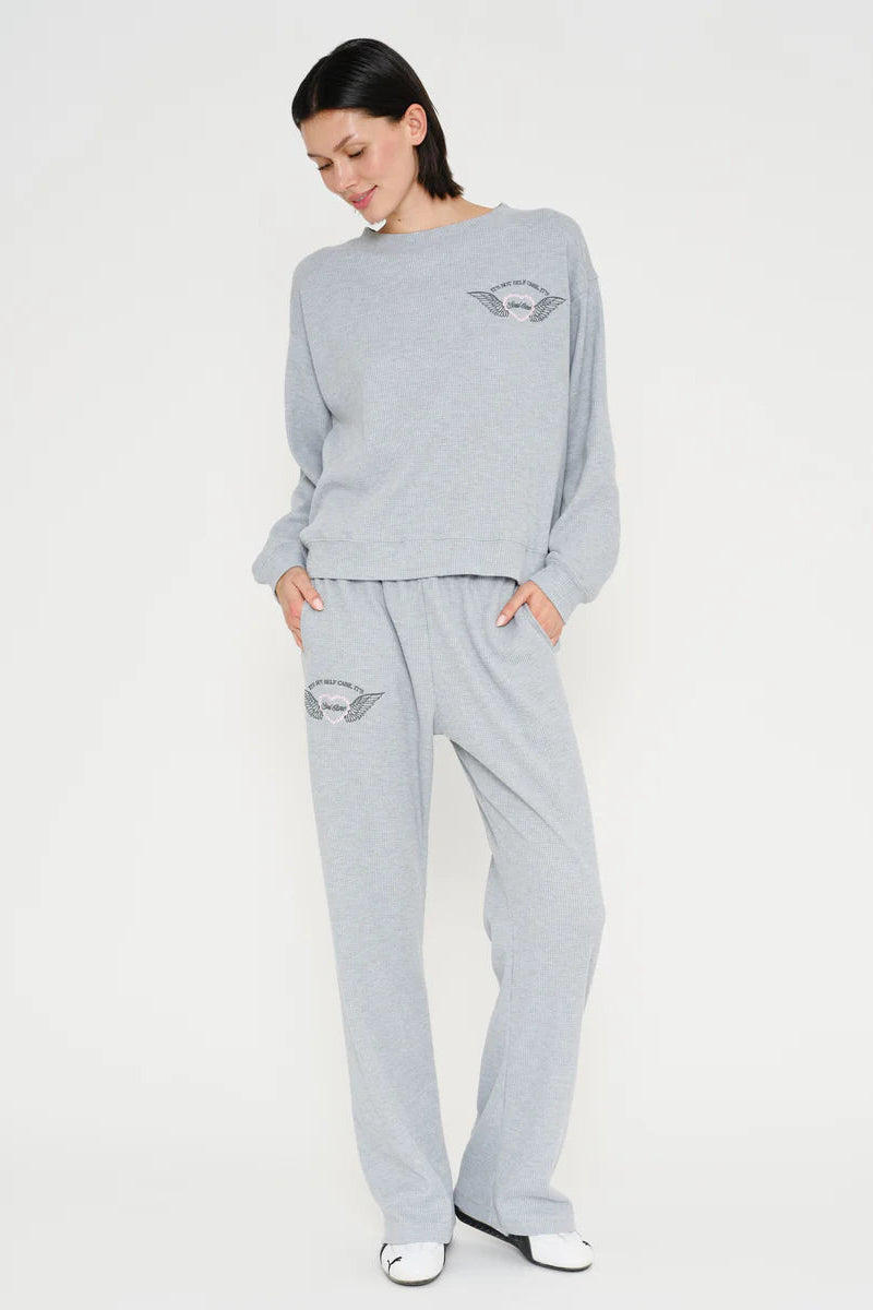 SOUL CARE CREWNECK IN RELAXED WAFFLE FRONT VIEW