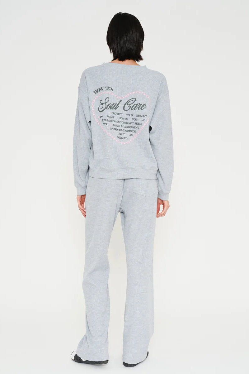 SOUL CARE WIDE LEG SWEATPANTS IN RELAXED WAFFLE BACK VIEW