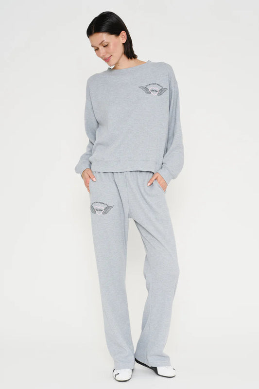 SOUL CARE WIDE LEG SWEATPANTS IN RELAXED WAFFLE FRONT VIEW