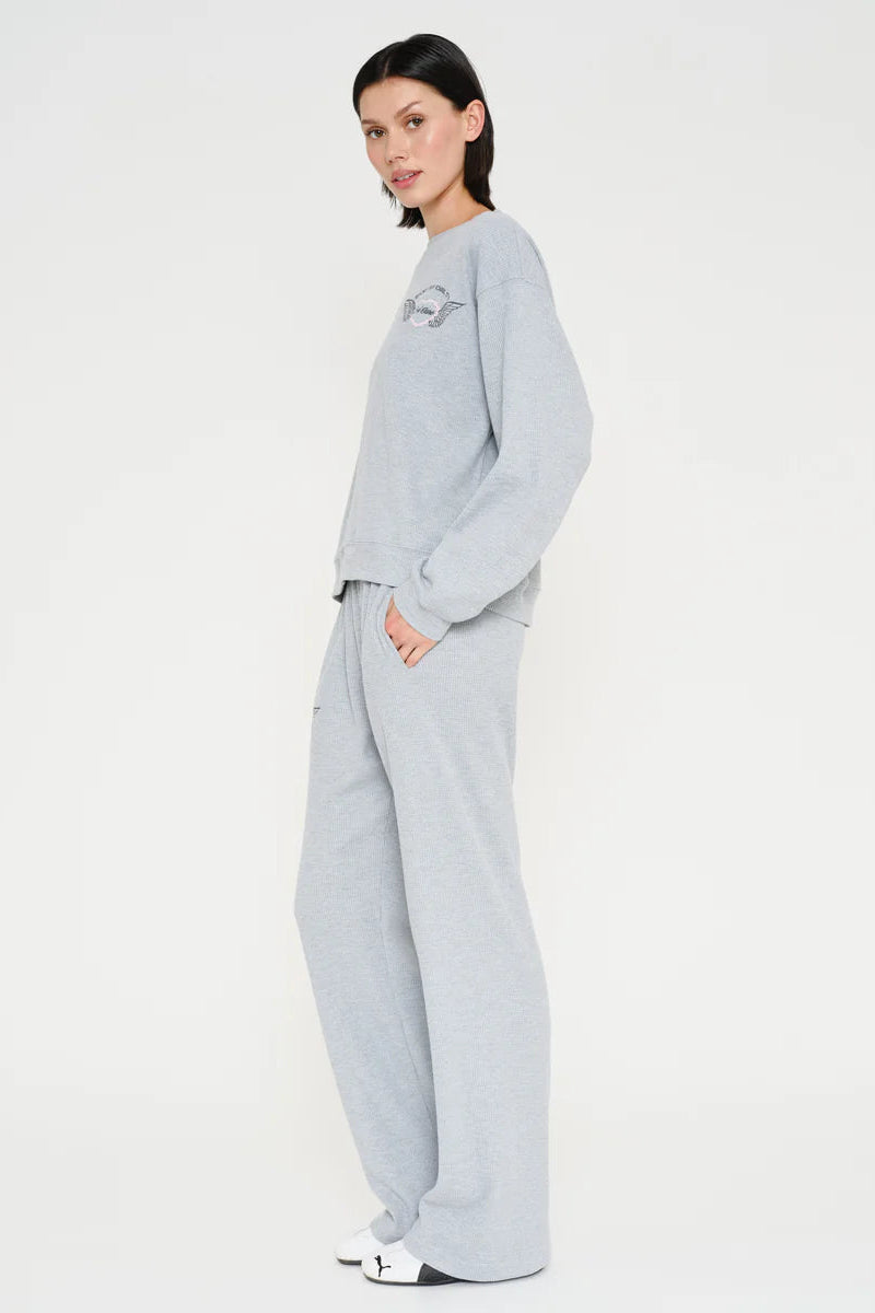 SOUL CARE WIDE LEG SWEATPANTS IN RELAXED WAFFLE SIDE VIEW