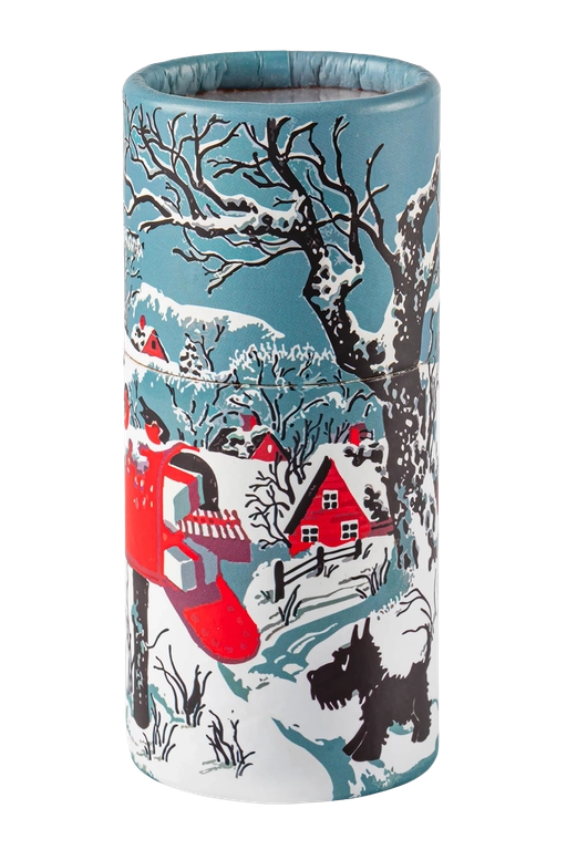 LARGE CYLINDER MATCHES IN SNOWY LETTERBOX FRONT VIEW