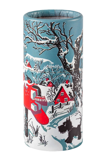 LARGE CYLINDER MATCHES IN SNOWY LETTERBOX FRONT VIEW