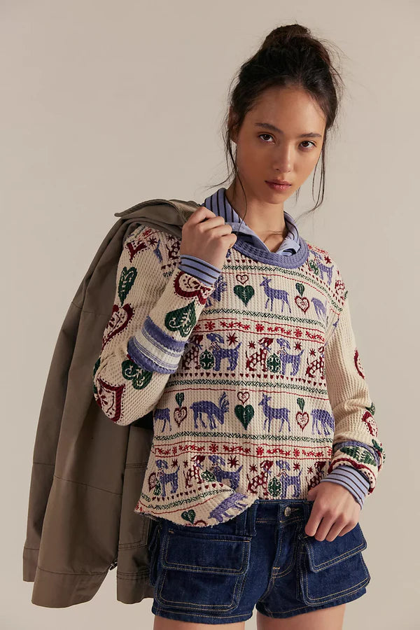 BLISSFUL LAYERING TEE IN SNOWDROP FRONT VIEW