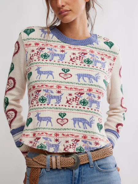 BLISSFUL LAYERING TEE IN SNOWDROP FRONT VIEW