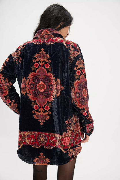 ONE NIGHT VELVET TOP IN NIGHT OWL BACK VIEW