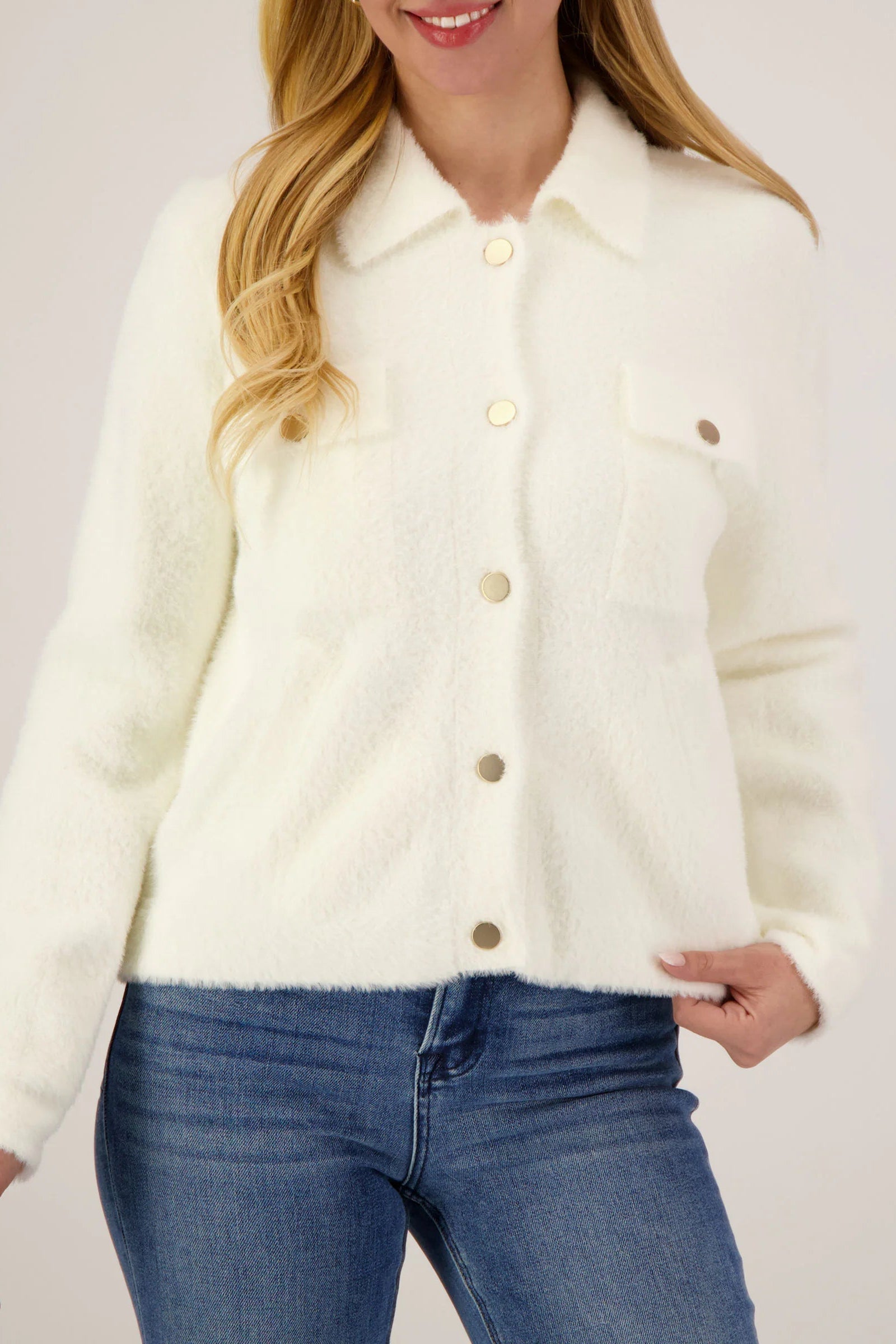 MADISON JACKET IN IVORY FRONT VIEW