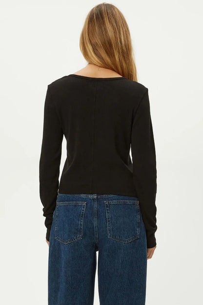 Lizzie long sleeve vneck tee in black back view